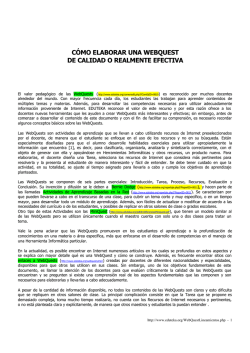 C&Oacute;MO ELABORAR UNA WEBQUEST DE CALIDAD O REALMENTE