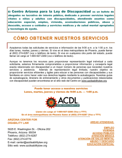 C&Oacute;MO OBTENER NUESTROS SERVICIOS - Arizona Center for