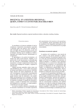 DOCENCIA EN ANESTESIA REGIONAL: QUI&Eacute;N, C&Oacute;MO Y CU&Aacute;NTO