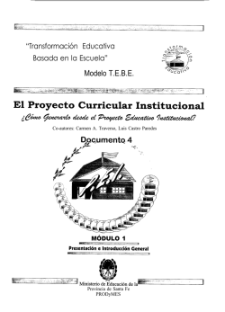 El Proyecto Curricular Institucional: &iquest;c&oacute;mo generarlo desde el