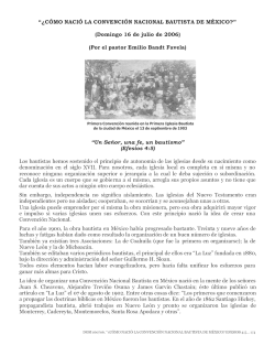 &ldquo;&iquest;C&Oacute;MO NACI&Oacute; LA CONVENCI&Oacute;N NACIONAL BAUTISTA DE