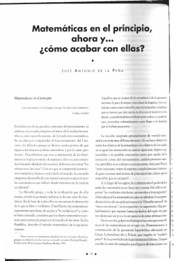 Matem&aacute;ticas en el principio, ahora y... &iquest;c&oacute;mo acabar con ellas?