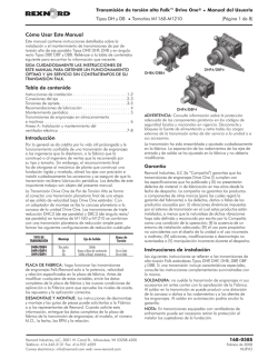C&oacute;mo Usar Este Manual Tabla de contenido Introducci&oacute;n - Rexnord