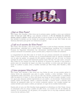 &iquest;Qu&eacute; es Slim Pasta? &iquest;Cu&aacute;l es el secreto de Slim Pasta? &iquest;C&oacute;mo