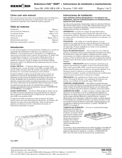 C&oacute;mo usar este manual Tabla de materias Introducci&oacute;n - Rexnord