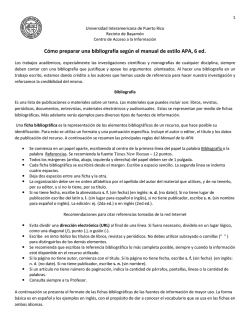 C&oacute;mo preparar una bibliograf&iacute;a seg&uacute;n el manual de estilo APA - CAI
