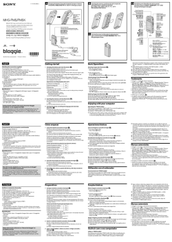 Getting started Basic Operations Enjoying with - Sony Asia Pacific