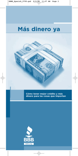 M&aacute;s dinero ya: C&oacute;mo tener mejor cr&eacute;dito y m&aacute;s dinero para - finra