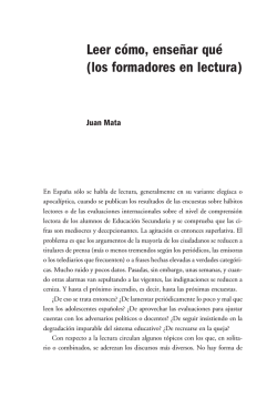 Leer c&oacute;mo, ense&ntilde;ar qu&eacute; (los formadores en lectura) - La lectura en