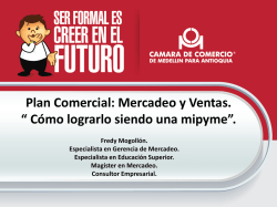 Plan Comercial: Mercadeo y Ventas. &ldquo; C&oacute;mo lograrlo siendo una