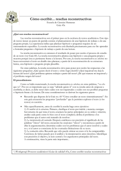 C&oacute;mo escribir... rese&ntilde;as reconstructivas