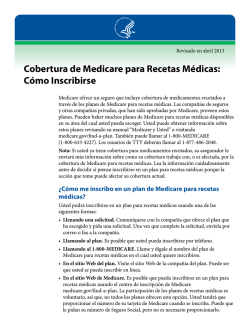 Cobertura de Medicare para Recetas M&eacute;dicas: C&oacute;mo Inscribirse
