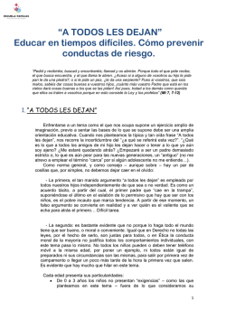 &ldquo;A TODOS LES DEJAN&rdquo; Educar en tiempos dif&iacute;ciles. C&oacute;mo prevenir