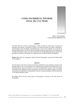 C&Oacute;MO ESCRIBIR EL INFORME FINAL DE UNA TESIS