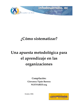 &iquest;C&oacute;mo sistematizar? Una apuesta metodol&oacute;gica - Infodesarrollo