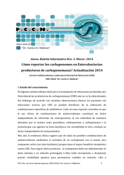 C&oacute;mo reportar los carbapenemes en Enterobacterias productoras