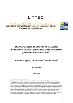 Sistemas Locales de Innovaci&oacute;n y Sistemas - Littec - UNGS
