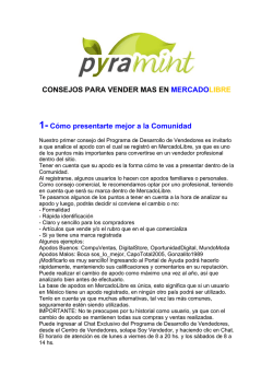 CONSEJOS PARA VENDER MAS EN MERCADOLIBRE 1- C&oacute;mo