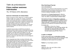 Taller de profundizaci&oacute;n C&oacute;mo realizar sesiones - Metodo Bates
