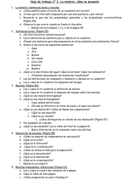 Hoja de trabajo n&ordm; 3. La materia: c&oacute;mo se presenta
