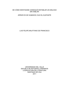 DE C&Oacute;MO MONTAIGNE CONSIGUI&Oacute; ENTABLAR UN DI&Aacute;LOGO SIN