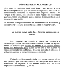 C&Oacute;MO REGRESAR A LA JUVENTUD &iquest;Por qu&eacute; la - Magnum Astron