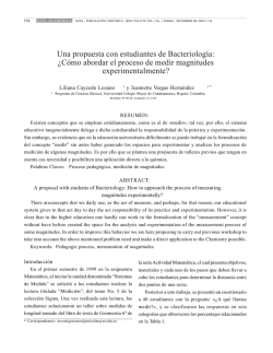 Una propuesta con estudiantes de Bacteriolog&iacute;a: &iquest;C&oacute;mo abordar el