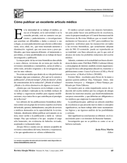 C&oacute;mo publicar un excelente art&iacute;culo m&eacute;dico Editorial - edigraphic.com