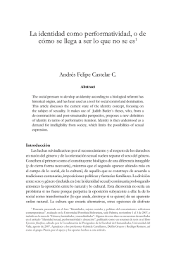 La identidad como performatividad, o de c&oacute;mo - Universidad Icesi