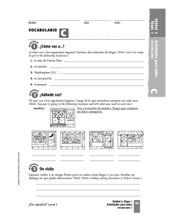 &iquest;C&oacute;mo vas a...? &iquest;Ad&oacute;nde vas? De visita Unidad Etapa Actividades