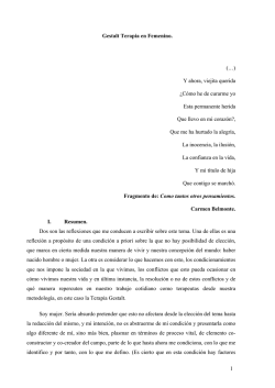 1 Gestalt Terapia en Femenino. (&hellip;) Y ahora, viejita querida &iquest;C&oacute;mo