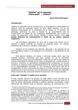 Recopilaci&oacute;n &ldquo;Hablar&rdquo; en la escuela: &iquest;Para qu&eacute;? &iquest;C&oacute;mo?