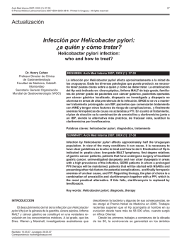Infecci&oacute;n por Helicobacter pylori: &iquest;a qui&eacute;n y c&oacute;mo tratar?