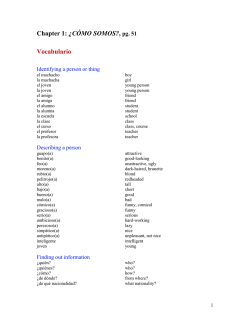 Chapter 1: &iquest;C&Oacute;MO SOMOS?, pg. 51 Vocabulario