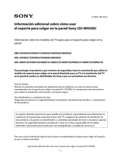 Informaci&oacute;n adicional sobre c&oacute;mo usar el soporte para colgar - Sony