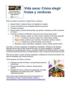 Vida sana: C&oacute;mo elegir frutas y verduras - DDS Safety Net