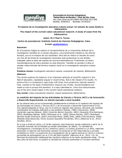 El impacto de la investigaci&oacute;n educativa cubana actual - Mendive