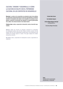 CULTURA, TURISMO Y DESARROLLO, O C&Oacute;MO - Culturdes-UMH
