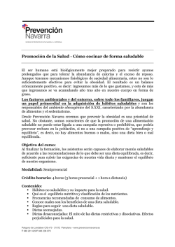 Promoci&oacute;n de la Salud - C&oacute;mo cocinar de forma saludable - Prevenna