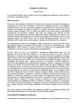 Inteligencia sudafricana Carlos Pintor En el presente trabajo, deseo