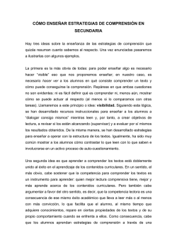 C&Oacute;MO ENSE&Ntilde;AR ESTRATEGIAS DE COMPRENSI&Oacute;N EN