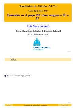 Ampliaci&oacute;n de C&aacute;lculo. G.I.T.I. Evaluaci&oacute;n en el grupo M2: c&oacute;mo
