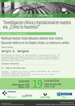 &ldquo;Investigacion cl&iacute;nica y translacional en nuestra era. &iquest;C&oacute;mo lo