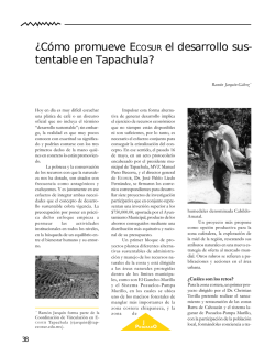 &iquest;C&oacute;mo promueve ECOSUR el desarrollo sus- tentable en Tapachula?