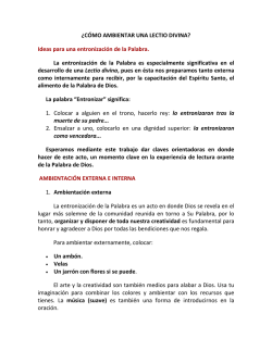 &iquest;C&Oacute;MO AMBIENTAR UNA LECTIO DIVINA? Ideas para una