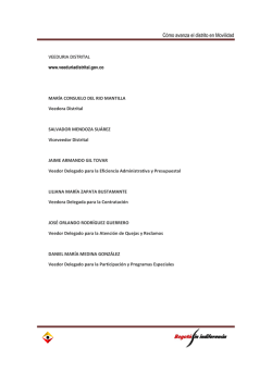 C&oacute;mo avanza el distrito en Movilidad - Veedur&iacute;a Distrital de Bogot&aacute;