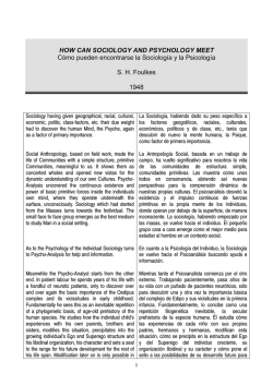 HOW CAN SOCIOLOGY AND PSYCHOLOGY MEET C&oacute;mo pueden