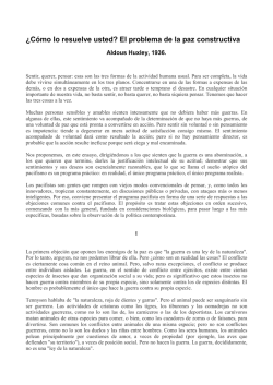 &iquest;C&oacute;mo lo resuelve usted? El problema de la paz constructiva