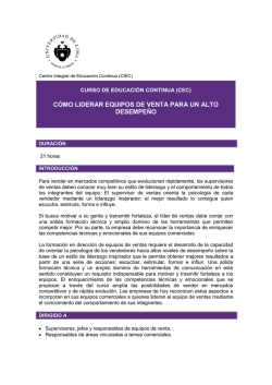 C&Oacute;MO LIDERAR EQUIPOS DE VENTA PARA UN ALTO