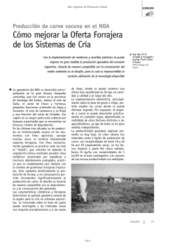 Producci&oacute;n de carne vacuna en el NOA. C&oacute;mo Mejorar la Oferta